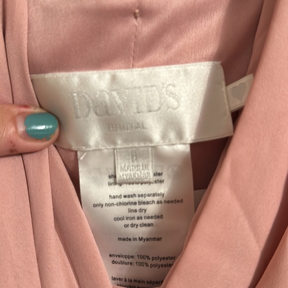 Davids bridal georgette wrap bridesmaid dress in ballet - Picture 2 of 8